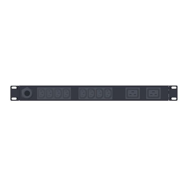 Vertiv F0126849 Geist Rack basic PDU: 16A Rated, C20 Input, 8xC13 + 2xC19, Black, 1U