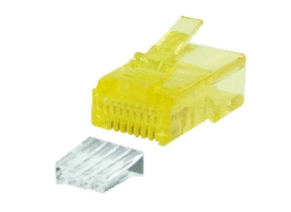 Link US-1062-5 CAT 6 RJ45 PLUG (ตัวผู้), 2 layer with pre-insert bar, Crystal สีเหลือง