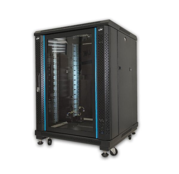 Link CH-60615GS LINK 19" GLASS RACK 15U, (60 x 60 cm.) Black 60 x 60 x 88