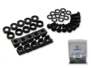 19" German G7-09300SETB SCREW M6 + CAPTIVE NUT M6 + Plastic washer + Metal gasket (Black)