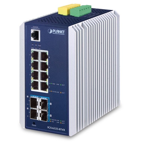Planet IGS-6325-8T4X 8 x 10/100/1000Base-T + 4 x 10G SFP+ L3 Managed Industrial Switch