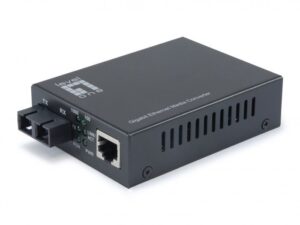 Levelone GVT-2002 RJ45 to SC Gigabit Media Converter, Single-Mode Fiber, 20km