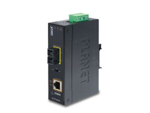 Planet IGTP-802TS 1000BASE-LX to 10/100/1000BASE-T 802.3at PoE+ Industrial Media Converter (SC,SM) -20km