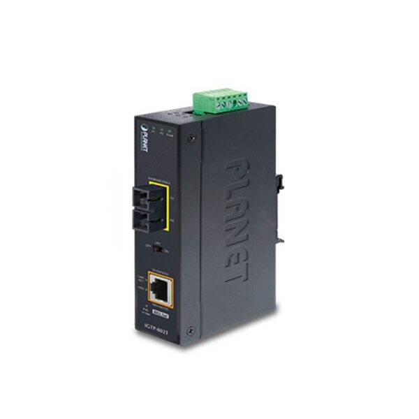 Planet IGTP-802TS 1000BASE-LX to 10/100/1000BASE-T 802.3at PoE+ Industrial Media Converter (SC,SM) -20km