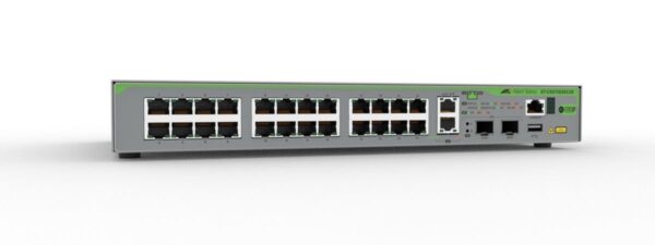 Allied Telesis AT-GS970EMX/28-50 24-port 10/100/1000T stackable switch with 2x1/2.5/5/10 Gigabit copper uplinks,2xSFP/SFP+ slots