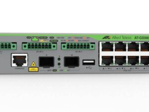 Allied Telesis AT-GS980EM/10H 8-port 10/100/1000T PoE++ switch with 2 SFP ports, and 3 external PSU ports