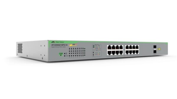 Allied Telesis AT-GS950/18PS V2-30 16-port 10/100/1000T PoE (16 PoE Enabled) WebSmart switch with 2 SFP ports