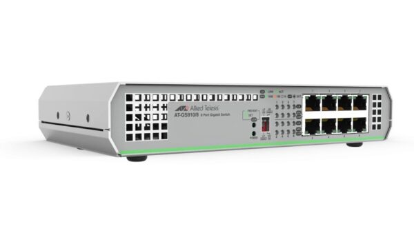 Allied Telesis AT-GS910/8-10 8-port 10/100/1000T unmanaged switch with internal PSU