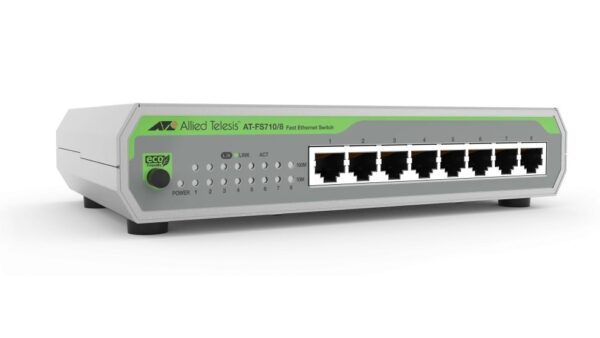 Allied Telesis AT-FS710/8-50 8-port 10/100TX unmanaged switch with internal PSU