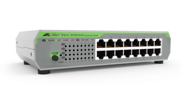 Allied Telesis AT-FS710/16-40 16-port 10/100TX unmanaged switch with internal PSU