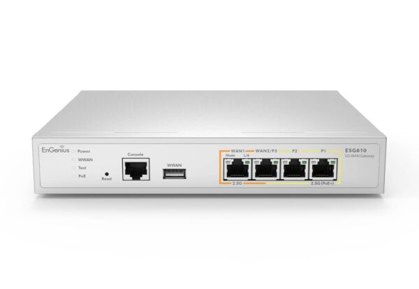 4448.jpg EnGenius ESG610 Cloud SD-WAN Gateway with 4 x 2.5-Gigabit (1x PoE+) Ethernet ports
