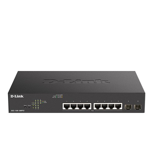 D-Link DGS-1100-10MPV2 10-port Gigabit Smart Managed PoE (130W) Switch with 2-port Gigabit Uplinks