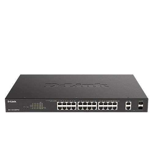 D-Link DGS-1100-26MPPV2 26-port Gigabit Smart Managed PoE++ (525W) Switch with 2-port Gigabit Combo Uplinks