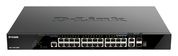 D-Link DGS-1520-28MP 28-port Gigabit Layer 3 Stackable Smart Managed PoE (370W) Switch with 4-port 2.5G & 4-port 10G Uplinks
