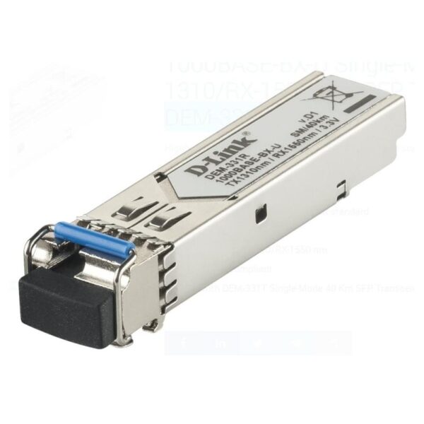 5218.jpg D-Link DEM-331R 1000Base-BX-U SFP Transceiver (Singlemode TX-1310/RX-1550nm) - 40km
