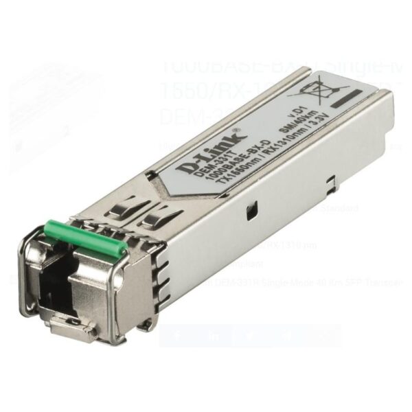 5220.jpg D-Link DEM-331T 1000Base-BX-D SFP Transceiver (Singlemode TX-1550/RX-1310nm) - 40km