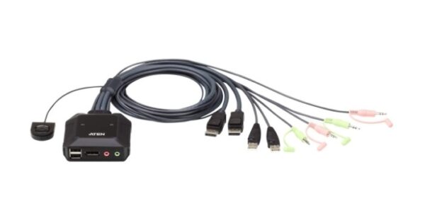 Aten CS22DP 2-Port USB DisplayPort Cable KVM Switch with Remote Port Selector