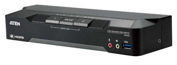 Aten CM1942 2-Port 4K DisplayPort Dual Display Mini-Matrix Boundless KVM Switch