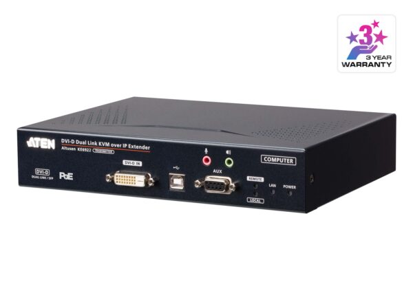 Aten KE6922T 2K DVI-D Dual-Link KVM over IP Transmitter with Dual SFP & PoE