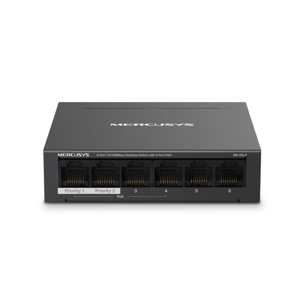 7162.jpg Mercusys MS106LP 6-Port 10/100Mbps Desktop Switch with 4-Port PoE+