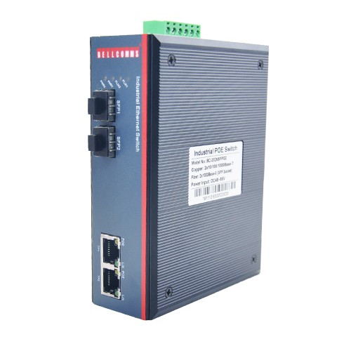 Bellcomms BC-2026SFPG2 2-PORT, RJ45 POE 1000M TO 2-PORT SFP 1.25G/155M UPLINK, SWITCH INDUSTRIAL, MINI-SIZE