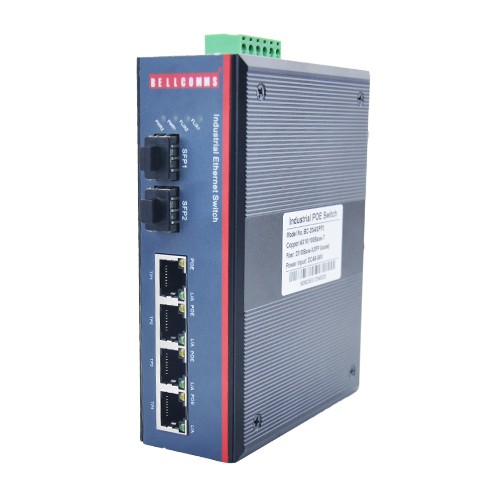 Bellcomms BC-2046SFPG2 4-PORT, RJ45 POE 1000M TO 2-PORT SFP 1.25G UPLINK, SWITCH INDUSTRIAL