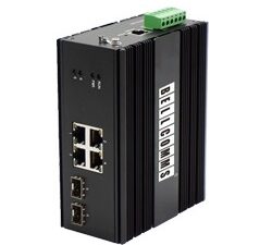 Bellcomms BC-44124 4-PORT, RJ45 POE 1000M TO 2-PORT SFP 1.25G/155M UPLINK, SWITCH INDUSTRIAL LAYER-2