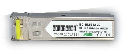 7236.jpg Bellcomms BC-BL5312-20 1-PORT, LC-SIMPLEX 1.25G SM BIDI-1550/1310NM 20KM(052)/2KM(0M2), SFP MODULE