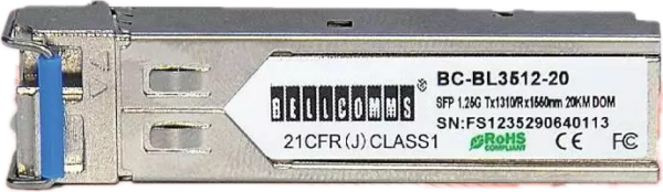 Bellcomms BC-BL3512-40 1-PORT, LC-SIMPLEX 1.25G SM BIDI-1310/1550NM 40KM(OS2)/2KM(OM2), SFP MODULE