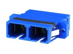 751.jpg Link UF-0066SM SC DUPLEX ADAPTER, SM, Ceramic Sleeve Blue Housing