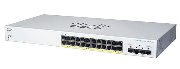Cisco CBS220-24P-4G-EU Smart Manage PoE Switch L2 24-port 10/100/1000Mbps GE, PoE 24 ports 802.3af/at, 4x1G SFP