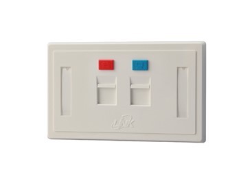 Link US-2122A FACE PLATE 2 PORT With Shutter & Lable ID