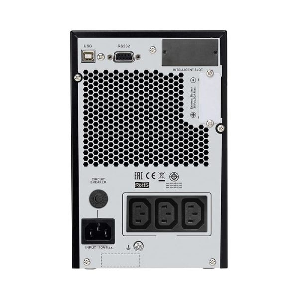 APC SRVPM1KIL-E Easy UPS On-Line, 1000VA/900W, Tower, 230V, 3x IEC C13 outlets, Intelligent Card Slot, LCD, Extended runtime, No Battery