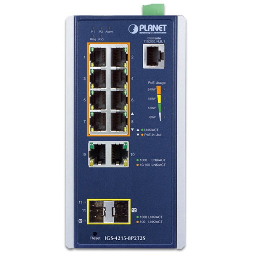box_IGS-4215-8P2T2Sv2_01 Planet IGS-4215-8P2T2S Industrial 8-Port 10/100/1000T 802.3at PoE + 2-Port 10/100/100T + 2-Port 100/1000X SFP Managed Switch
