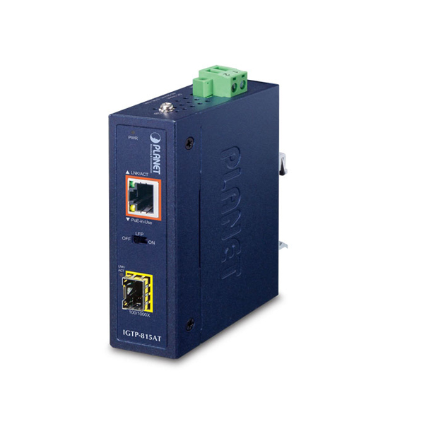 box_IGTP-815ATv2 Planet IGTP-815AT 100/1000BASE-X to 10/100/1000BASE-T 802.3at PoE+ Industrial Media Converter