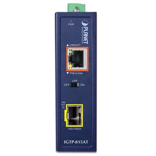box_IGTP-815ATv2_01 Planet IGTP-815AT 100/1000BASE-X to 10/100/1000BASE-T 802.3at PoE+ Industrial Media Converter