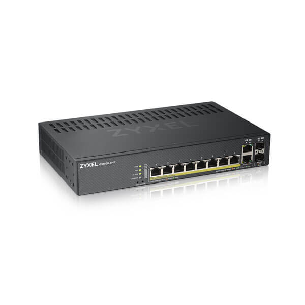 Zyxel GS1920-8HPv2 10 Port Smart Managed PoE Switch 8x1G + 2x1G Combo, 130 Watt PoE, fanless
