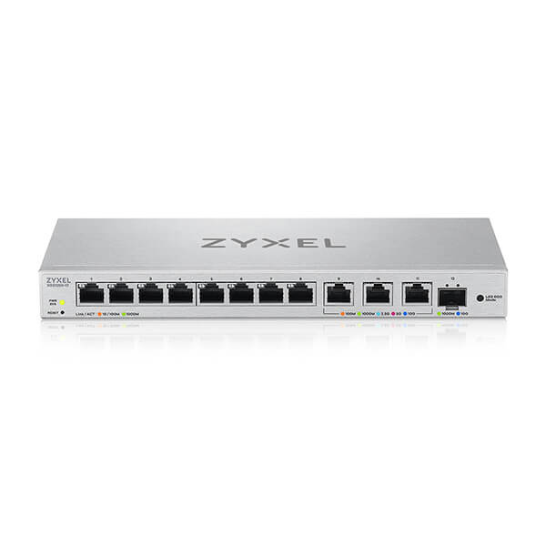 XGS1250-12 Zyxel XGS1250-12 12-Port Web-Managed Multi-Gigabit Switch includes 3-Port 10G and 1-Port 10G SFP+