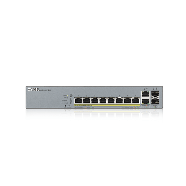 Zyxel GS1350-12HP 12-port - 8x1G + 2xSFP + 2xCopper, Power budget 130W