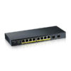Zyxel GS1900-10HP 8-port GbE L2 PoE Smart Managed Switch + 2 SFP slots, 802.3at, desktop, fanless, 77 Watt