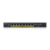 Zyxel GS1900-10HP 8-port GbE L2 PoE Smart Managed Switch + 2 SFP slots, 802.3at, desktop, fanless, 77 Watt