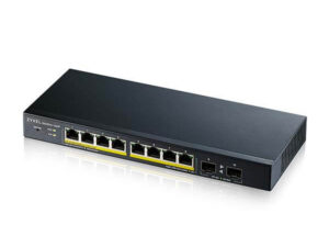 Zyxel GS1900-10HP 8-port GbE L2 PoE Smart Managed Switch + 2 SFP slots, 802.3at, desktop, fanless, 77 Watt