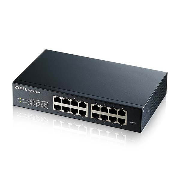 Zyxel GS1900-16 16-port GbE L2 Smart Managed Switch, rackmount, fanless