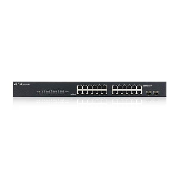 GS1900-24 Zyxel GS1900-24 24-port GbE L2 Smart Managed Switch + 2 SFP slots, rackmount, fanless