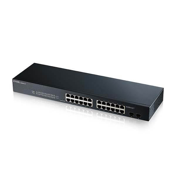GS1900-24 Zyxel GS1900-24 24-port GbE L2 Smart Managed Switch + 2 SFP slots, rackmount, fanless