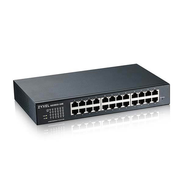 GS1900-24E Zyxel GS1900-24E 24-port GbE L2 Smart Managed Switch, rackmount, fanless