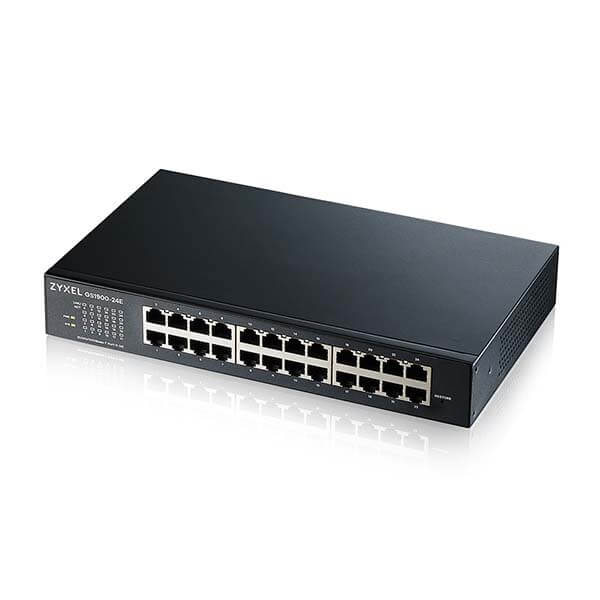 GS1900-24E Zyxel GS1900-24E 24-port GbE L2 Smart Managed Switch, rackmount, fanless