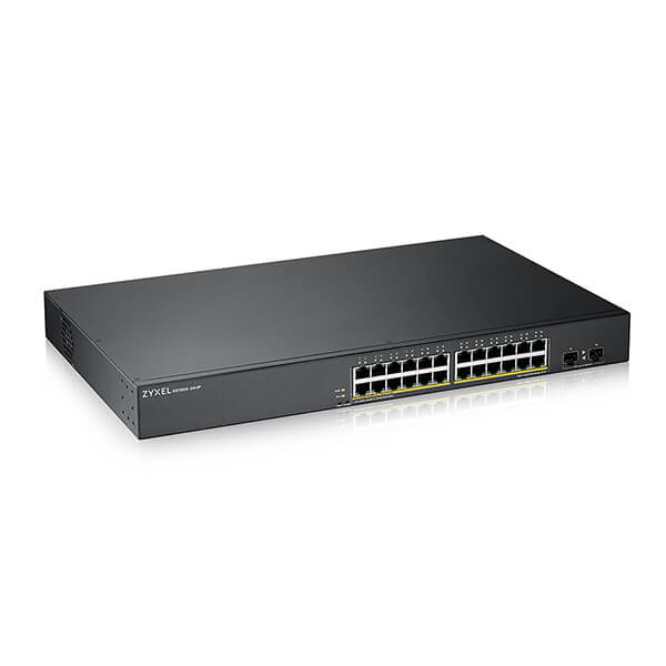 Zyxel GS1900-24HPv2 24-port GbE L2 PoE Smart Managed Switch + 2 SFP slots,, rackmount, 170 Watt