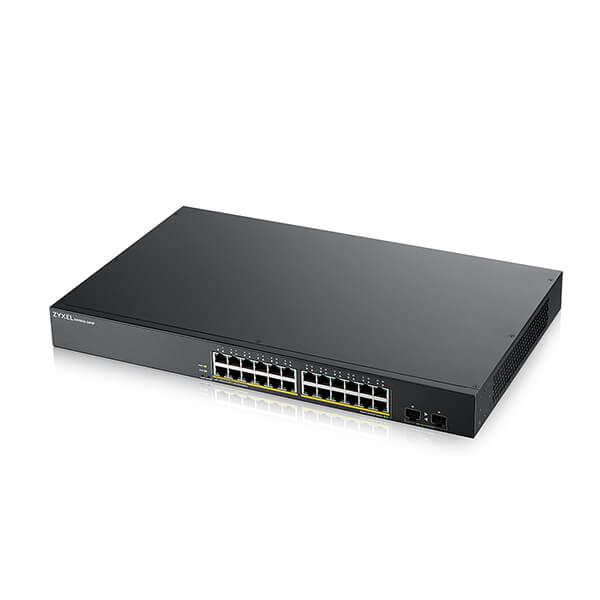Zyxel GS1900-24HPv2 24-port GbE L2 PoE Smart Managed Switch + 2 SFP slots,, rackmount, 170 Watt