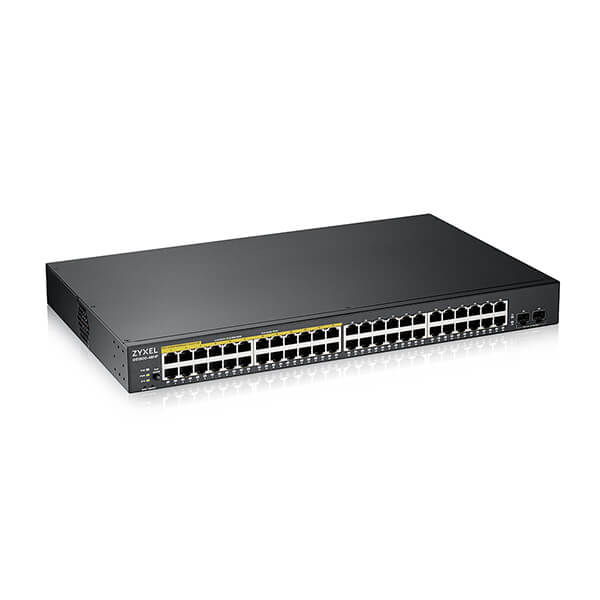 Zyxel GS1900-48HPv2 48-port GbE L2 PoE Smart Managed Switch + 2 SFP slots, 170 Watt (Max 24 ports) rackmount